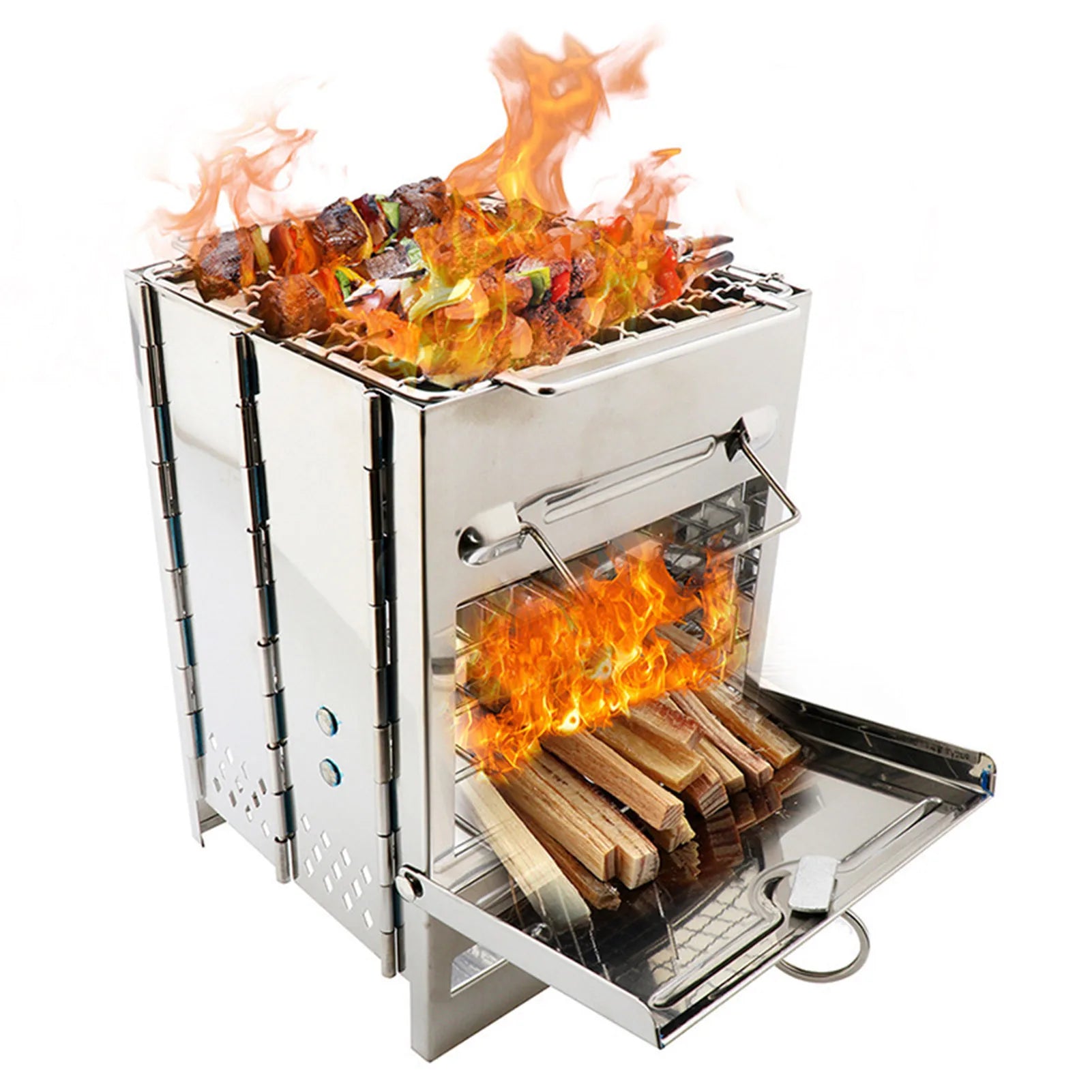 Foldable Stainless Steel Wood Stove Silver-1