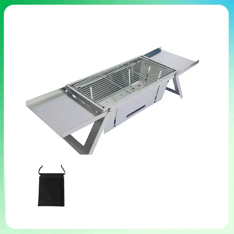Folding Charcoal Grill Stove Silver-2