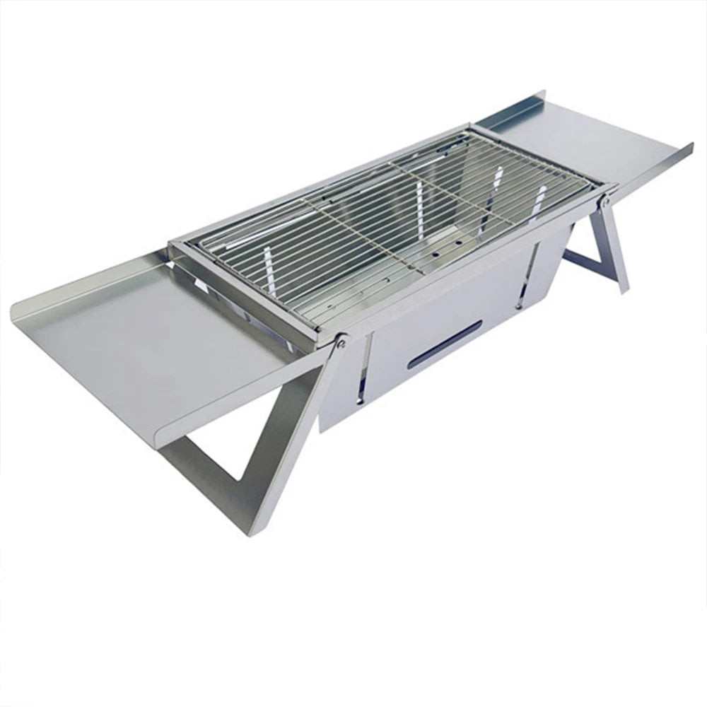 Folding Charcoal Grill Stove Silver-0