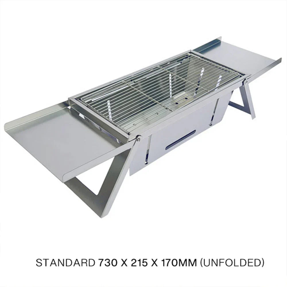 Folding Charcoal Grill Stove Silver-1
