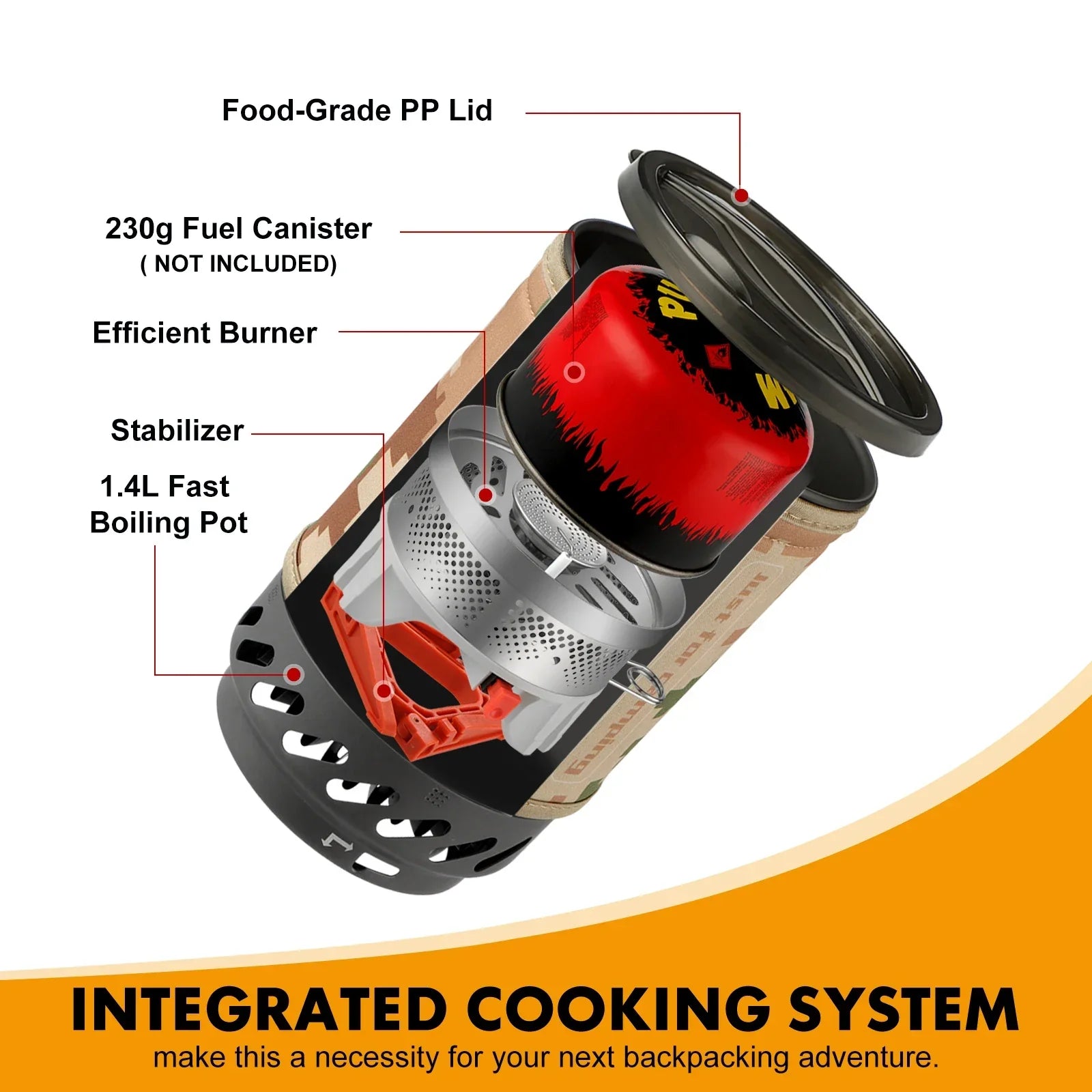 1.4L Backpacking Stove Cooking System-3