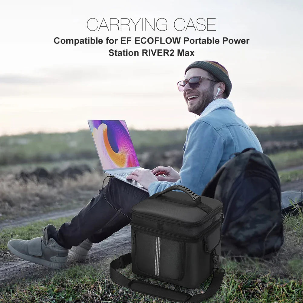 Portable Power Station Bag Waterproof Protective Case with Shoulder Strap & Handle for Ecoflow River 2 Pro & Ecoflow River 2 Max-3