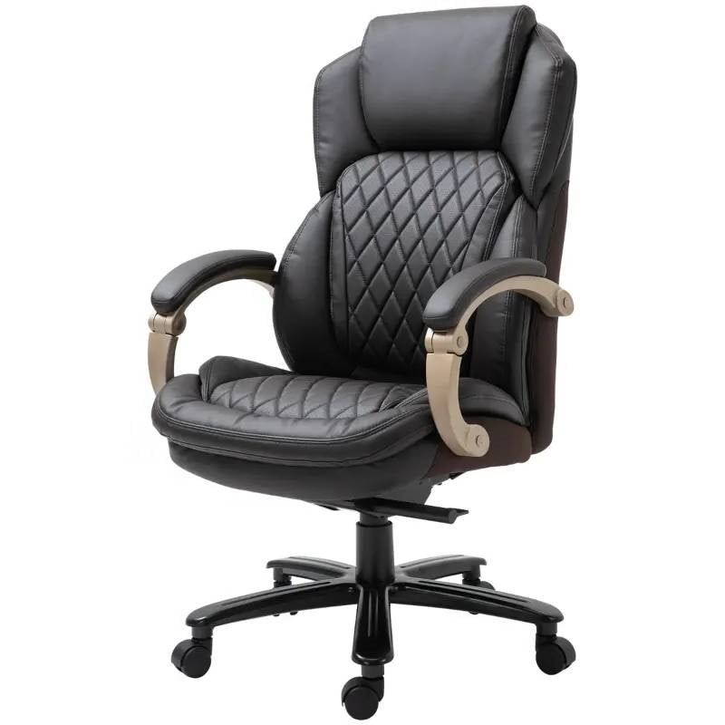 Brown Big and Tall Diamond Stitching Executive Adjustable Height Office Chair-0