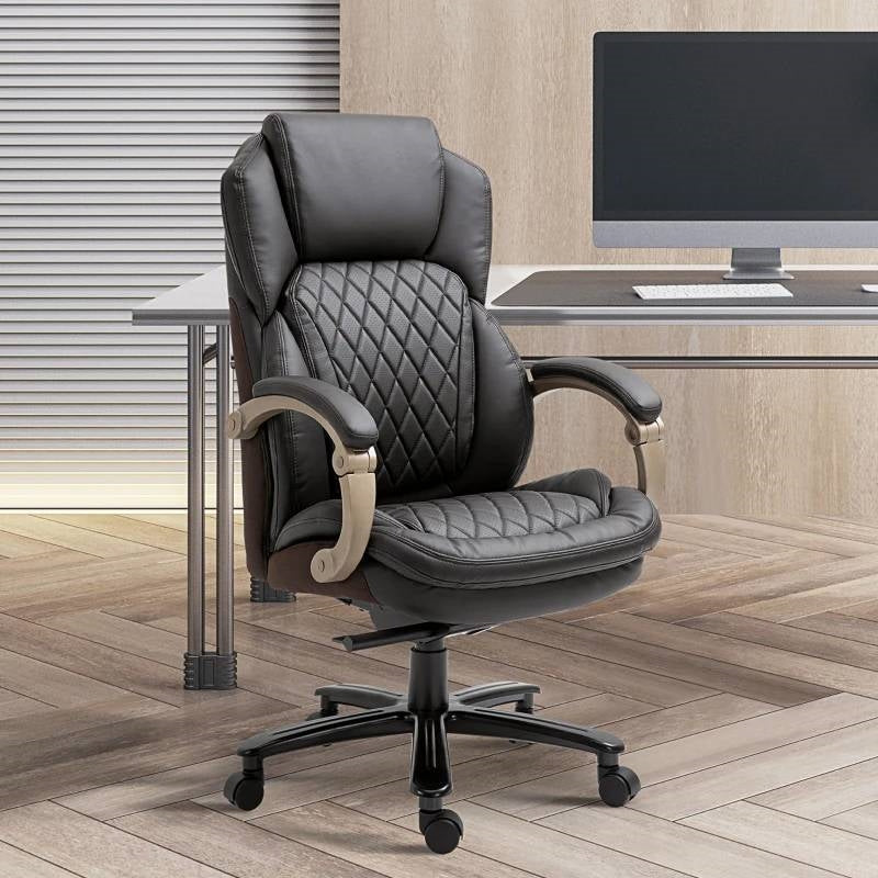 Brown Big and Tall Diamond Stitching Executive Adjustable Height Office Chair-2