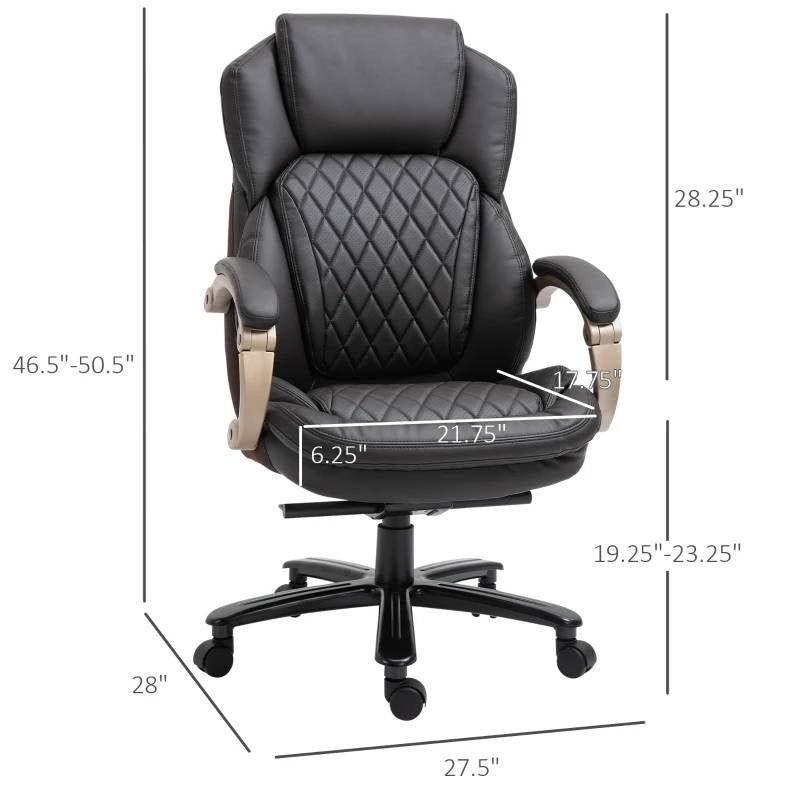 Brown Big and Tall Diamond Stitching Executive Adjustable Height Office Chair-4