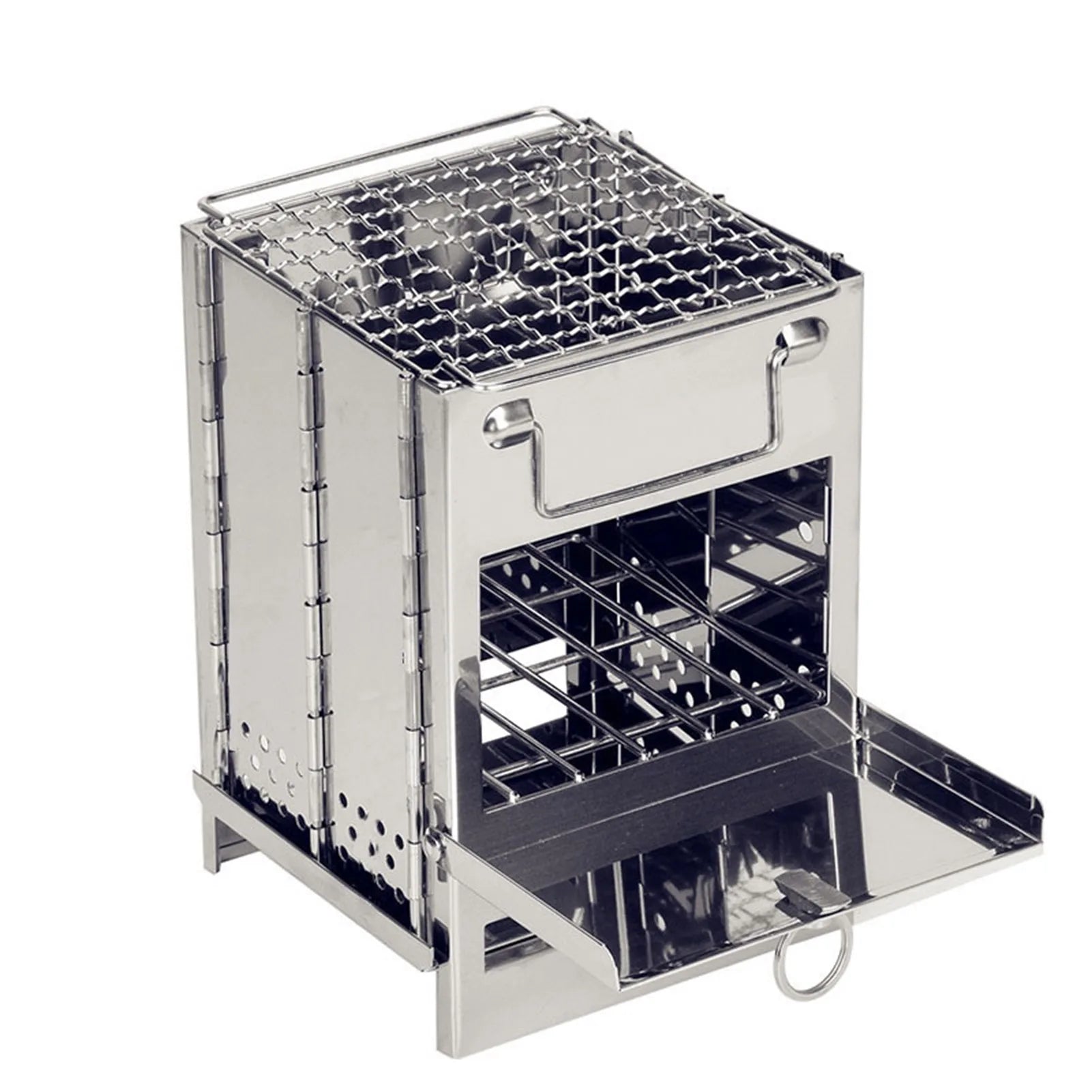 Foldable Stainless Steel Wood Stove Silver-0