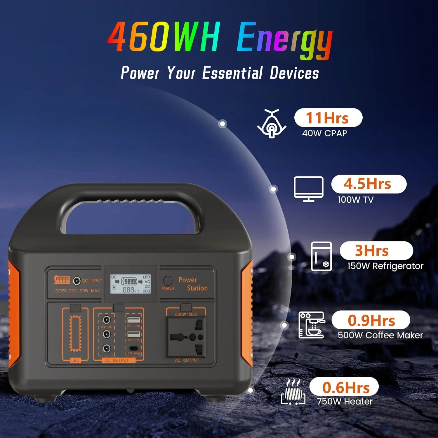 New Arrival Outdoor Portable 500W Power Station Power Generator 110V 220V LED Light Emergency Solar Power Bank for Home Camping-0