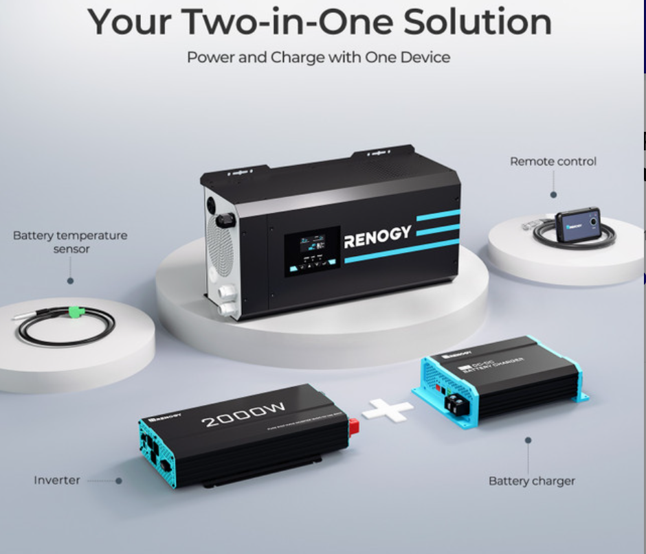 2000W 12V Pure Sine Wave Inverter Charger w/ LCD Display-1