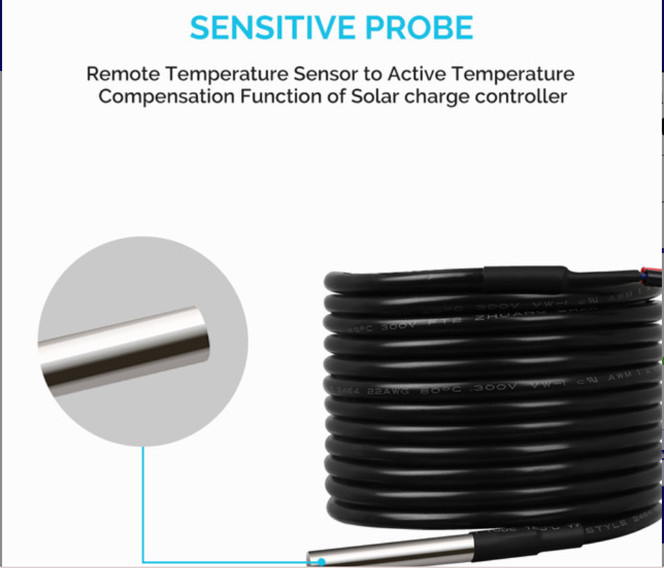 Battery Temperature Sensor for Renogy Solar Charge Controllers-2