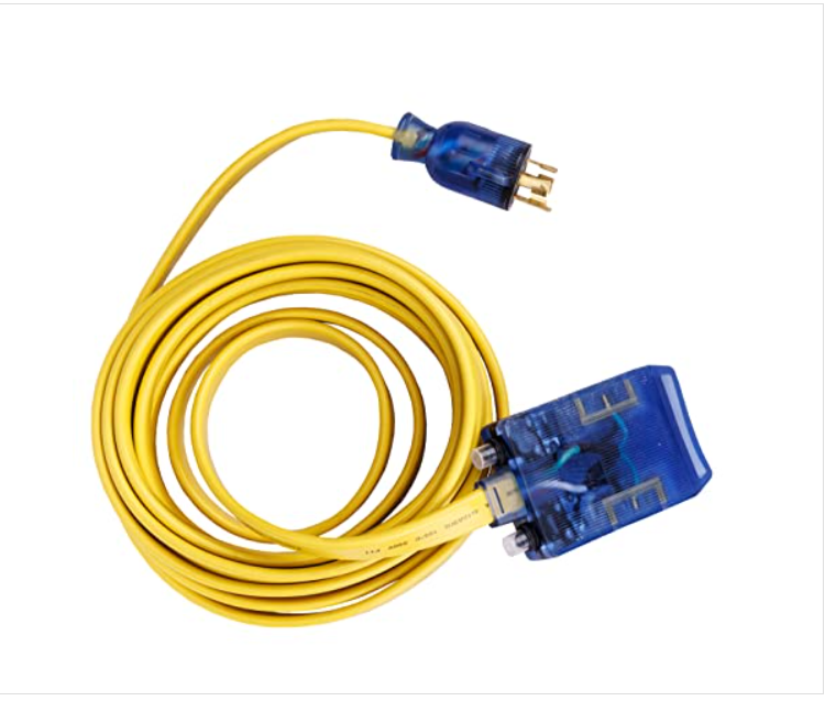 Pulsar PGA424 25 Ft. Generator Extension Cord for L14-30P to 4 5-20R with LED Indicator Yellow-2