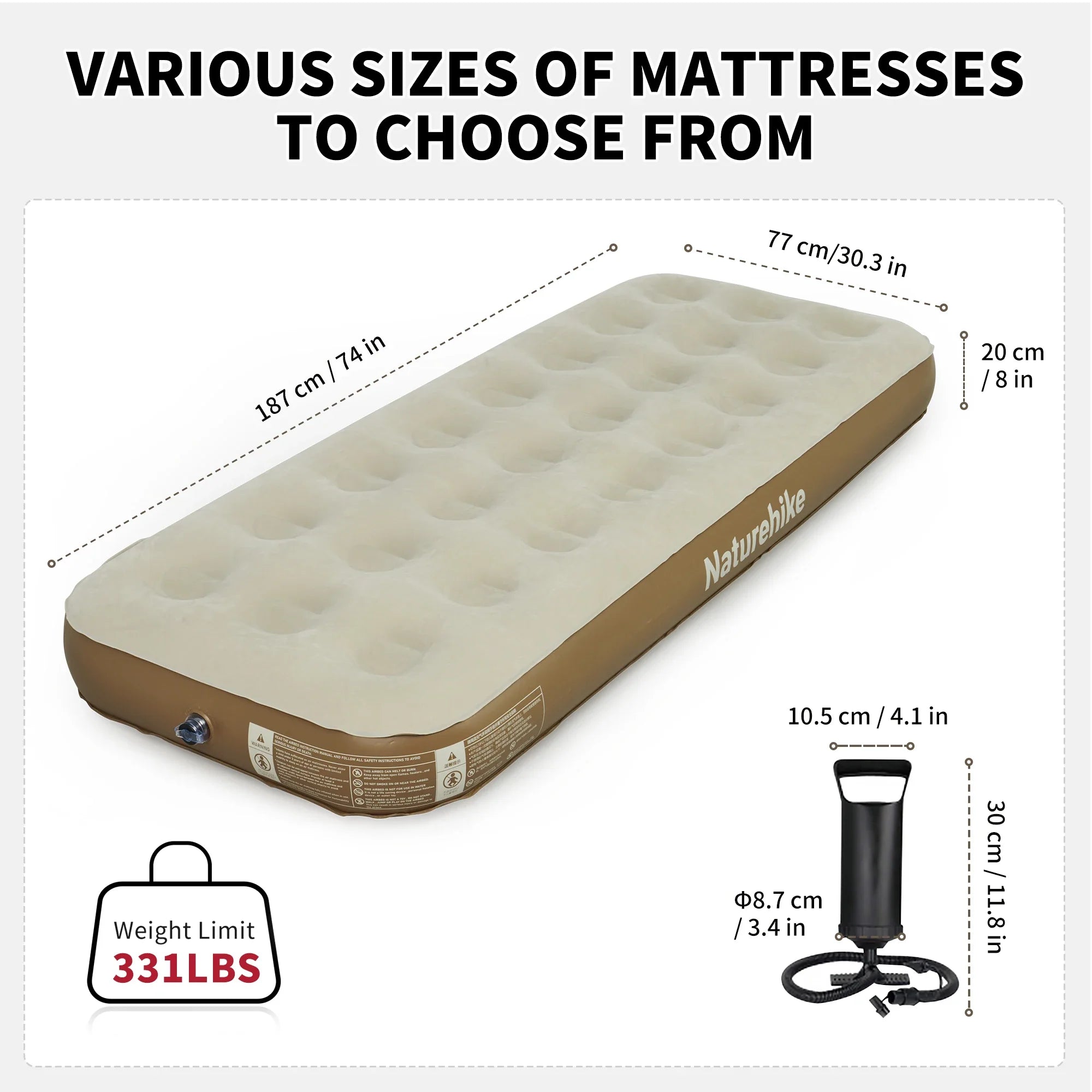 NNEOBA Camping Air Mattress PVC Inflatable Bed Khaki-4