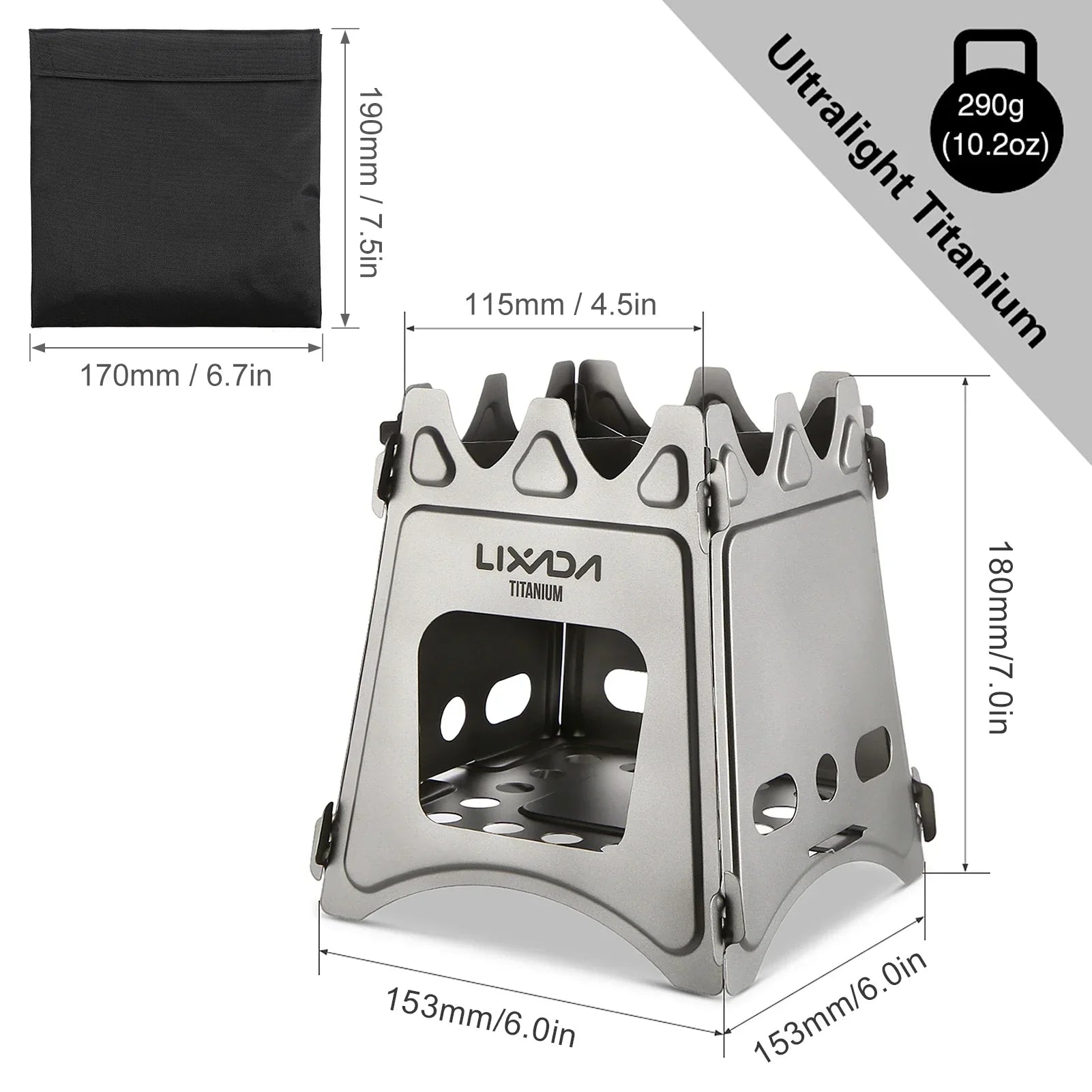 Compact Folding Titanium Wood Stove Silver-3