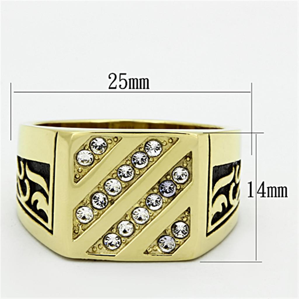 TK1189 - IP Gold(Ion Plating) Stainless Steel Ring with Top Grade Crystal  in Clear-1