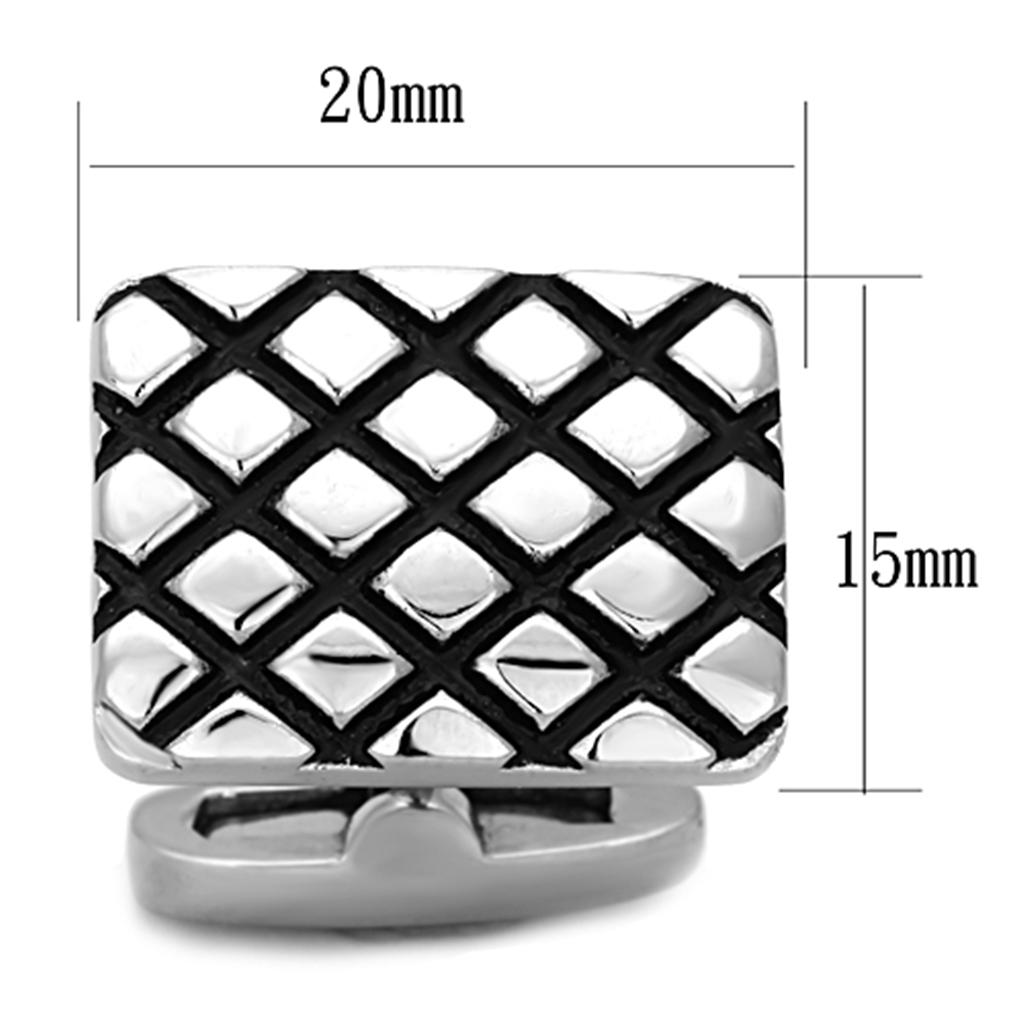 TK1266 - High polished (no plating) Stainless Steel Cufflink with Epoxy  in Jet-1