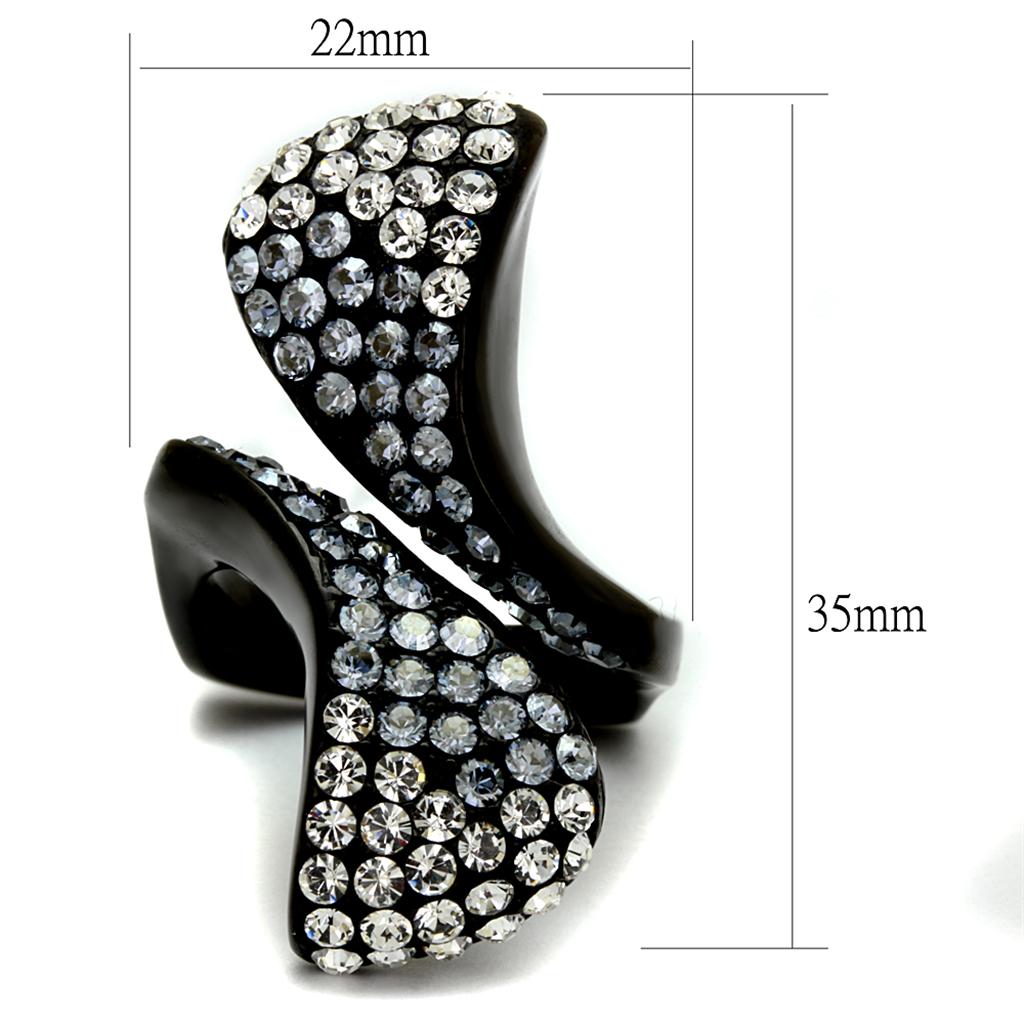 TK2360 - IP Black(Ion Plating) Stainless Steel Ring with Top Grade Crystal  in Montana-1