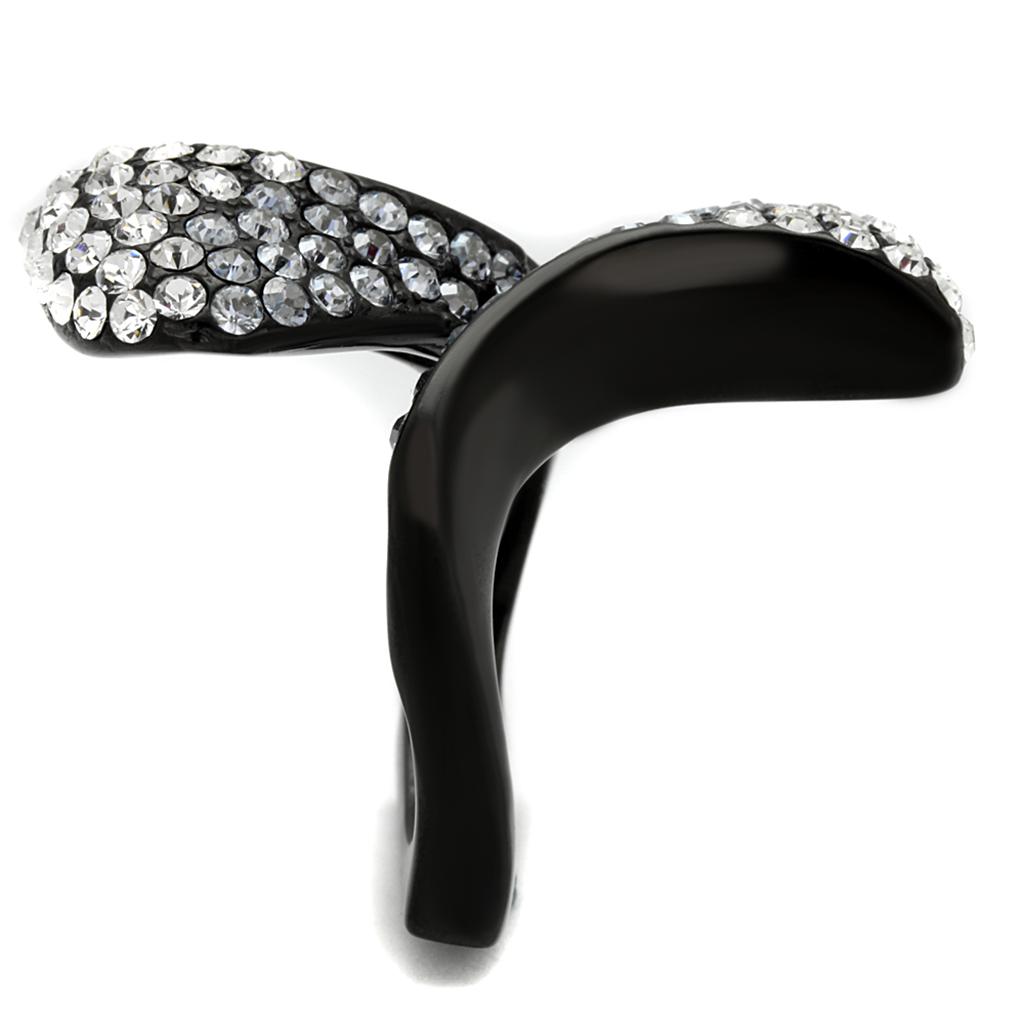 TK2360 - IP Black(Ion Plating) Stainless Steel Ring with Top Grade Crystal  in Montana-3