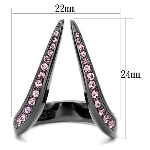 TK2756 - IP Light Black  (IP Gun) Stainless Steel Ring with Top Grade Crystal  in Light Amethyst-1