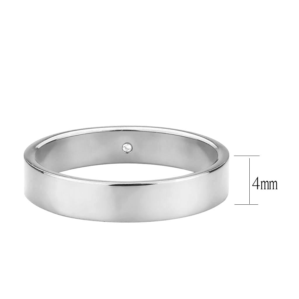 TK3832N- High Polished( No Plated) Stainless Steel Ring with Top Grade Crystal in Clear-2
