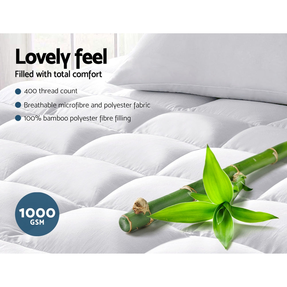 NNEDSZ Single Mattress Topper Bamboo Fibre Pillowtop Protector-2