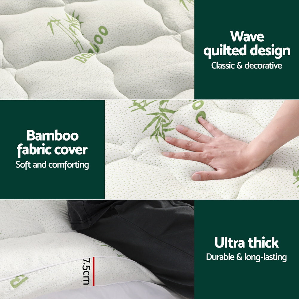 NNEDSZ Bedding Mattress Topper Pillowtop Bamboo 7.5cm Queen-3