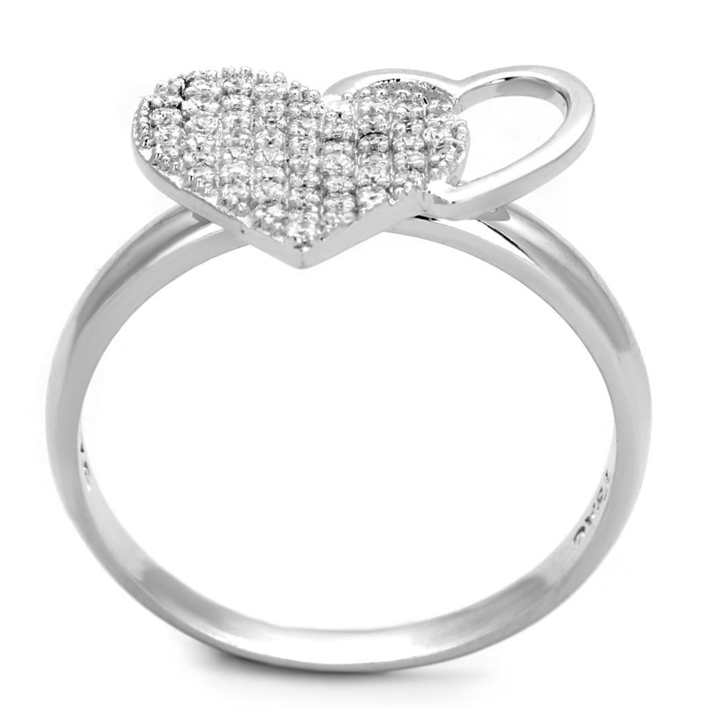 TS260 - Rhodium 925 Sterling Silver Ring with AAA Grade CZ  in Clear-1