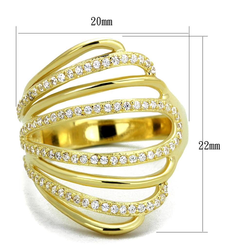 TS379 - Gold 925 Sterling Silver Ring with AAA Grade CZ  in Clear-1