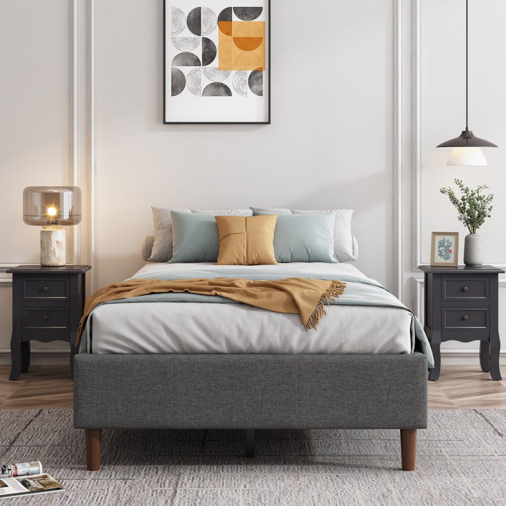 NNEDSZ Bed Frame Mattress Foundation (Dark Grey) – Double-0