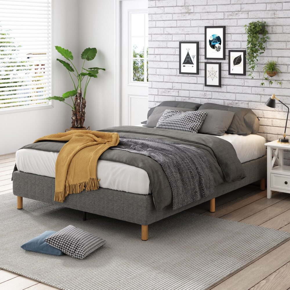 NNEDSZ Metal Bedframe Mattress Foundation (Dark Grey) – King-3
