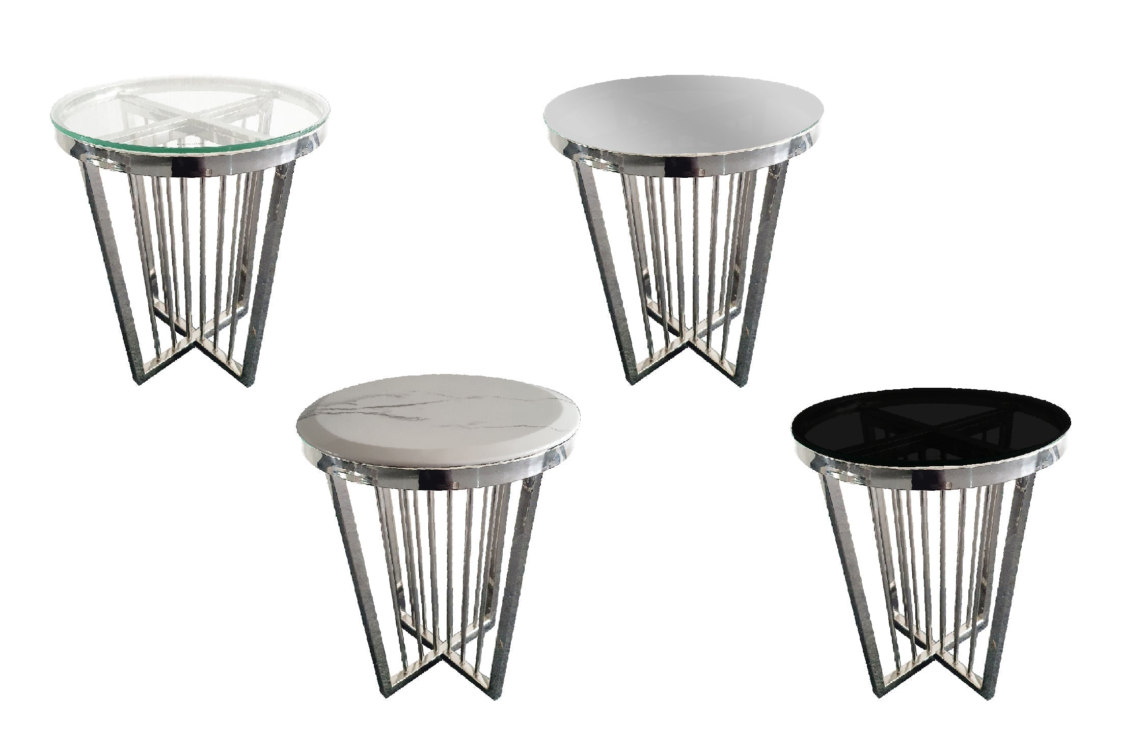 NNEDSZ Salina Side Table 45cm Silver Base - Mirror Glass-0