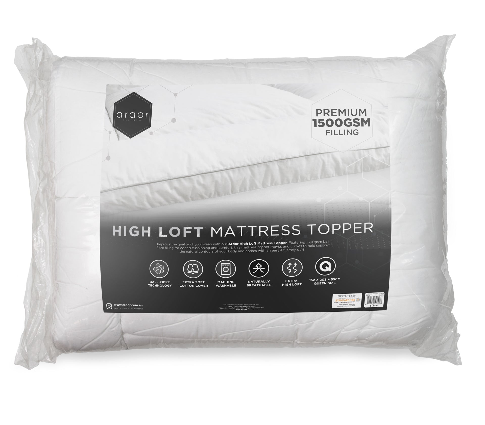 NNEDSZ 1500GSM Ball fibre MATTRESS TOPPER - KING-0