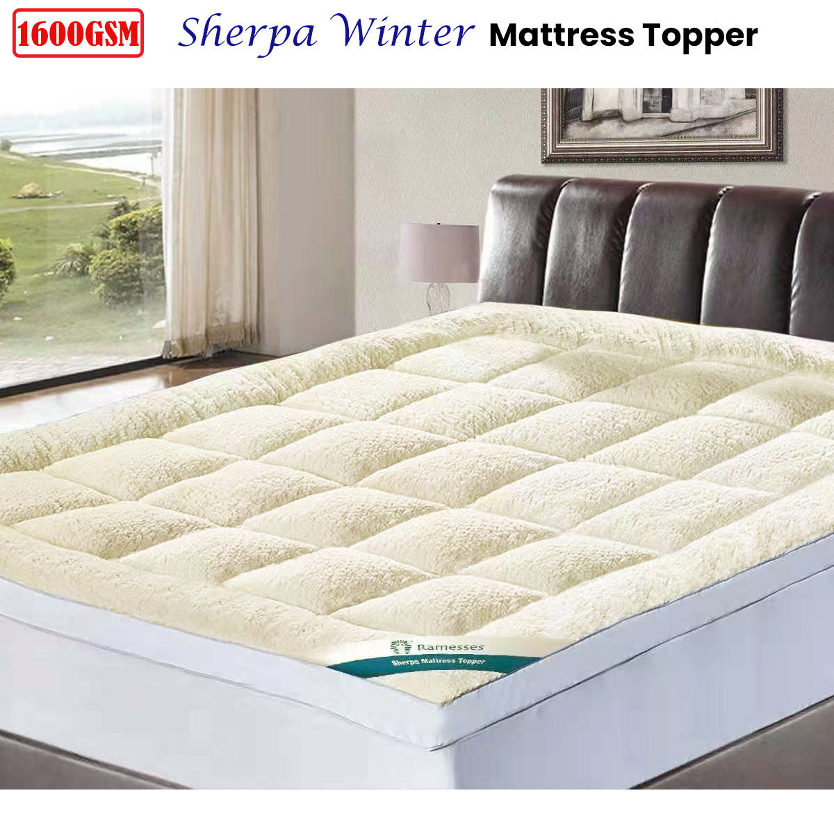 NNEDSZ 1600GSM Sherpa Winter Mattress Topper King-1