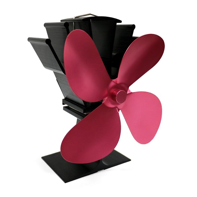 Eco-friendly Heat Powered Stove Fan for Wood / Gas / Pellet Stoves - Rose Red-0