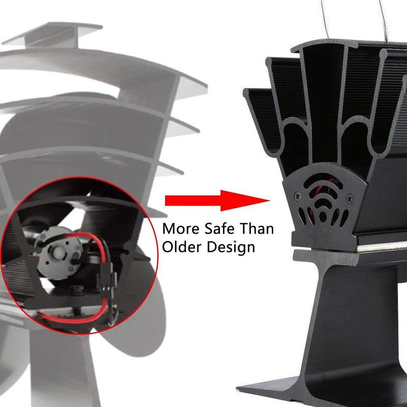 Eco-friendly Heat Powered Stove Fan for Wood / Gas / Pellet Stoves - Silver-4