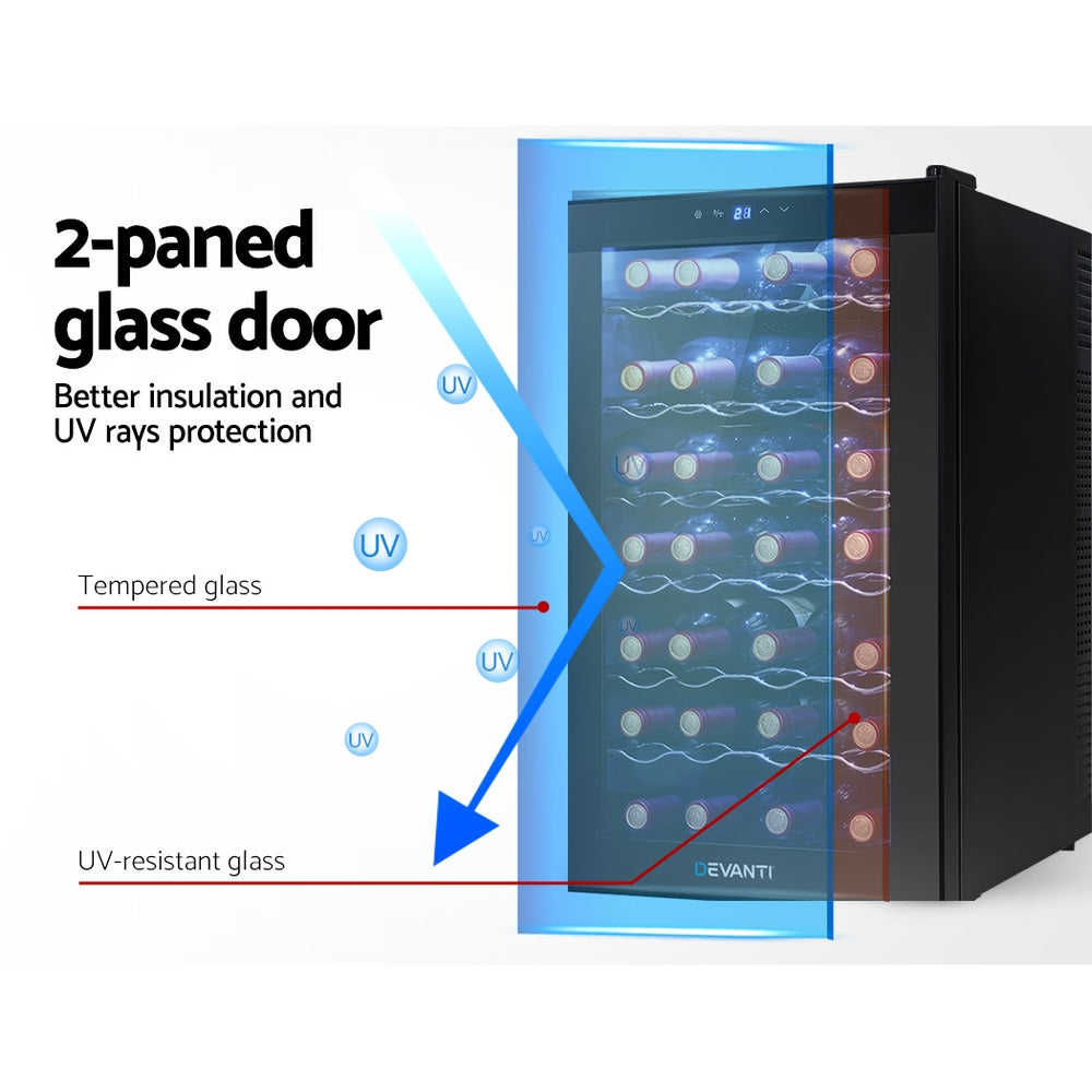 NNEDSZ Wine Cooler 28 Bottles Glass Door Beverage Cooler Thermoelectric Fridge Black-2