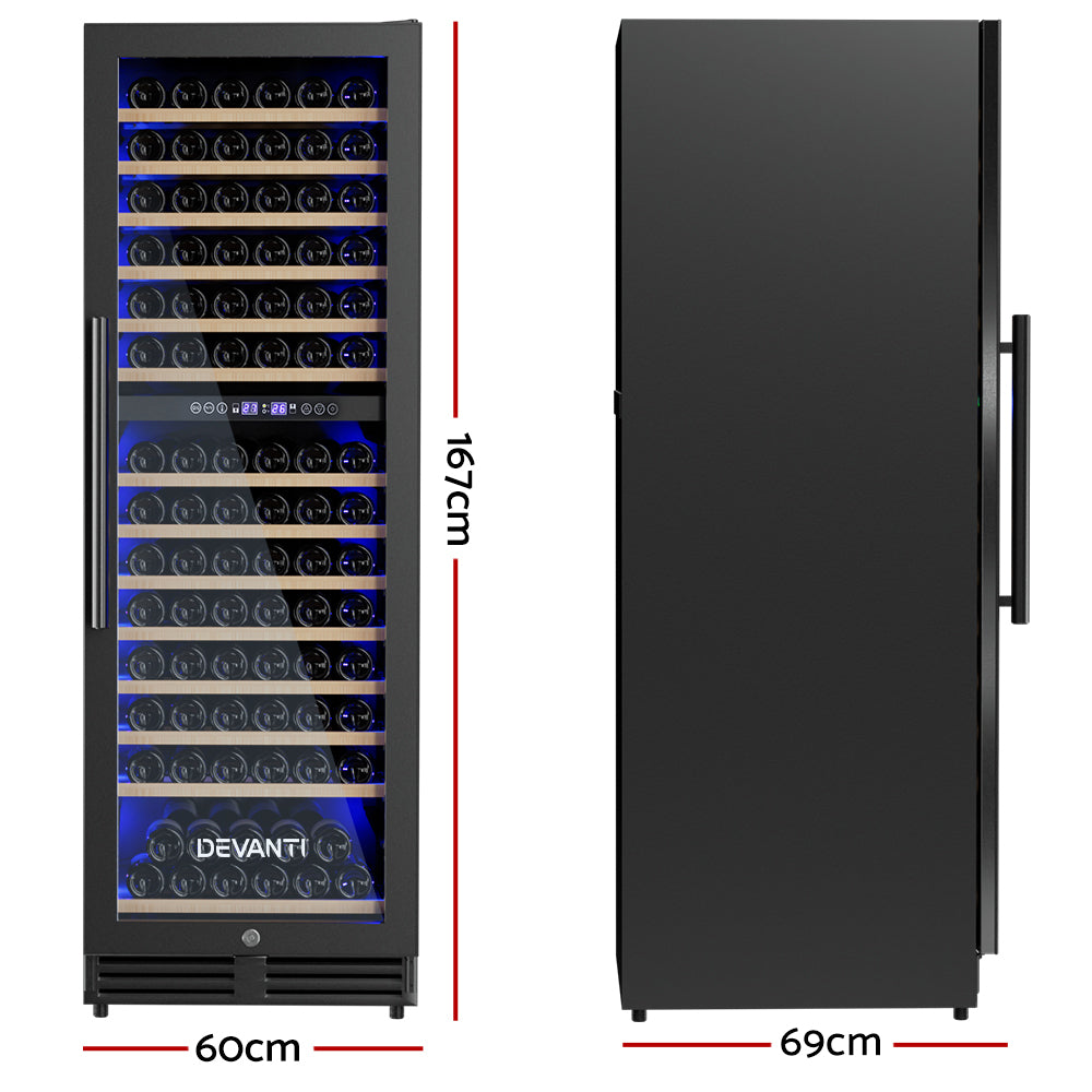 NNEDSZ Devanti Wine Fridge Cooler Dual Zone 154 Bottles-2