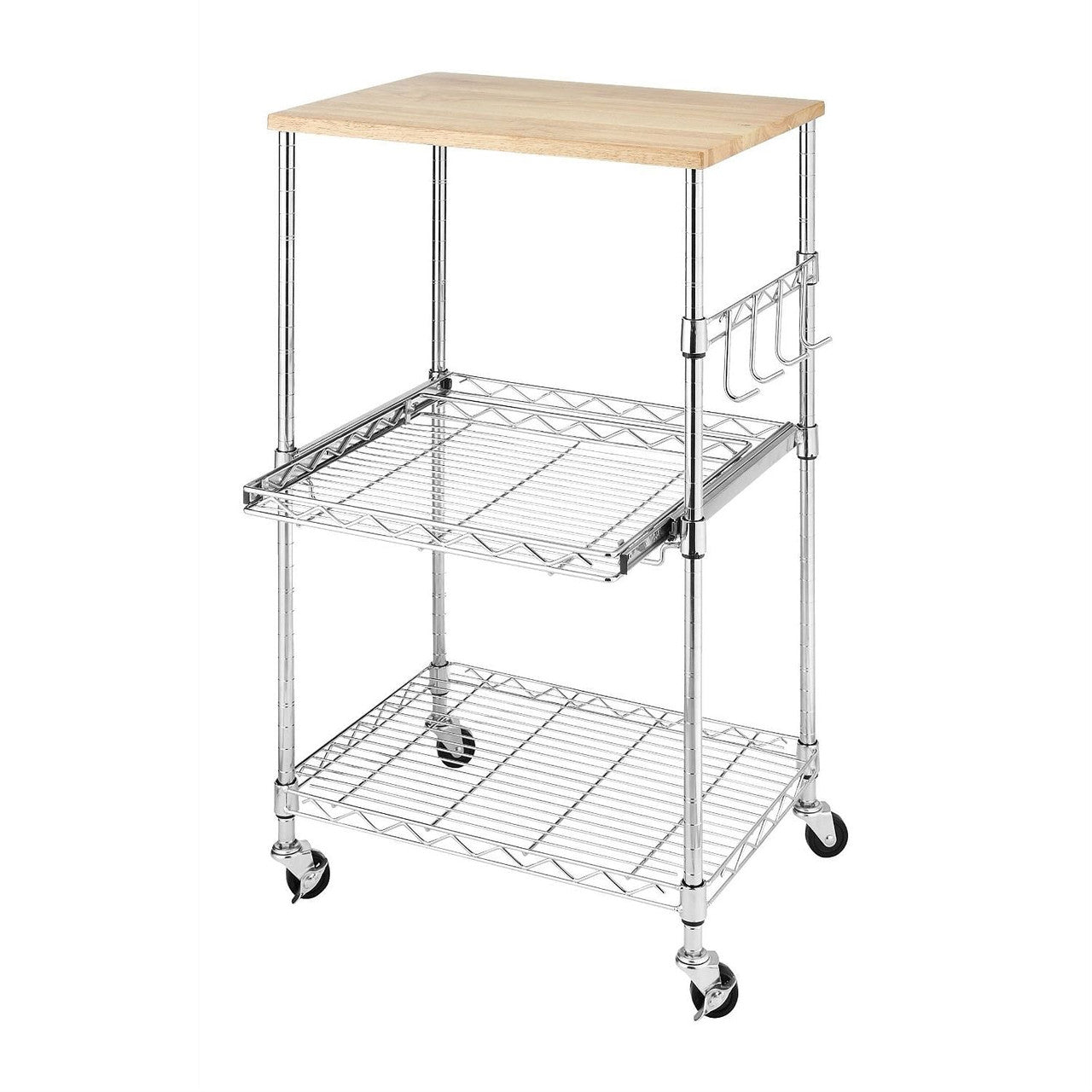 Sturdy Metal Kitchen Microwave Cart with Adjustable Shelves and Locking Wheels-2