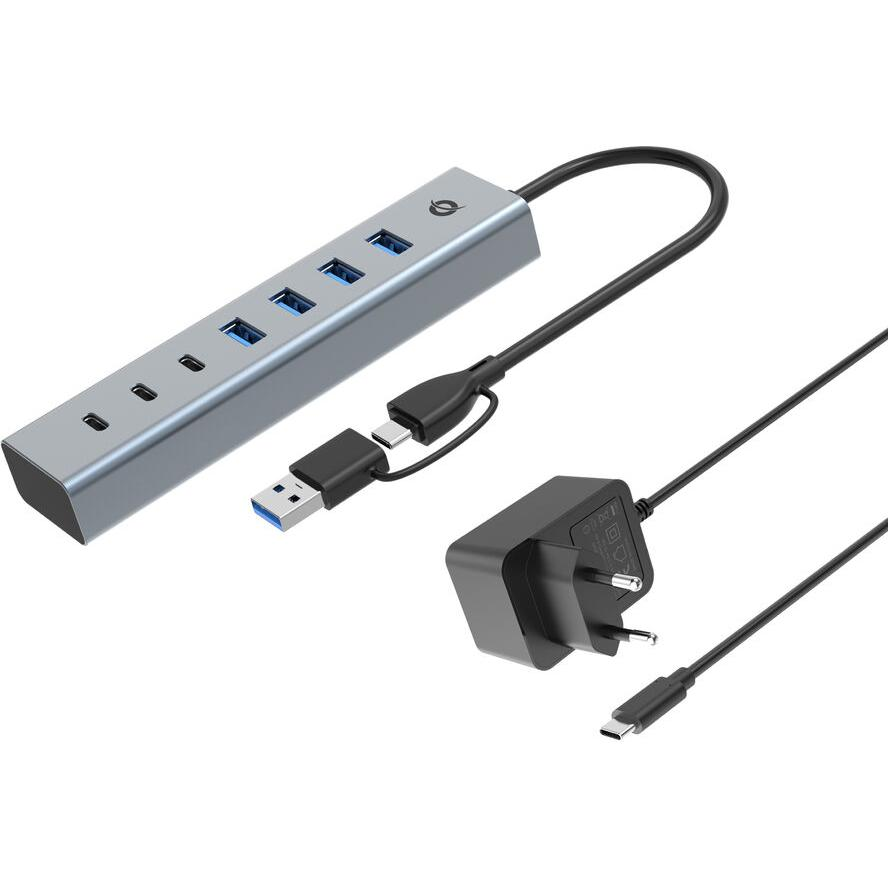 Conceptronic HUBBIES20GP hálózati csatlakozó USB 3.2 Gen 1 (3.1 Gen 1) Type-C 5000 Mbit/s Szürke (HUBBIES20GP)-0