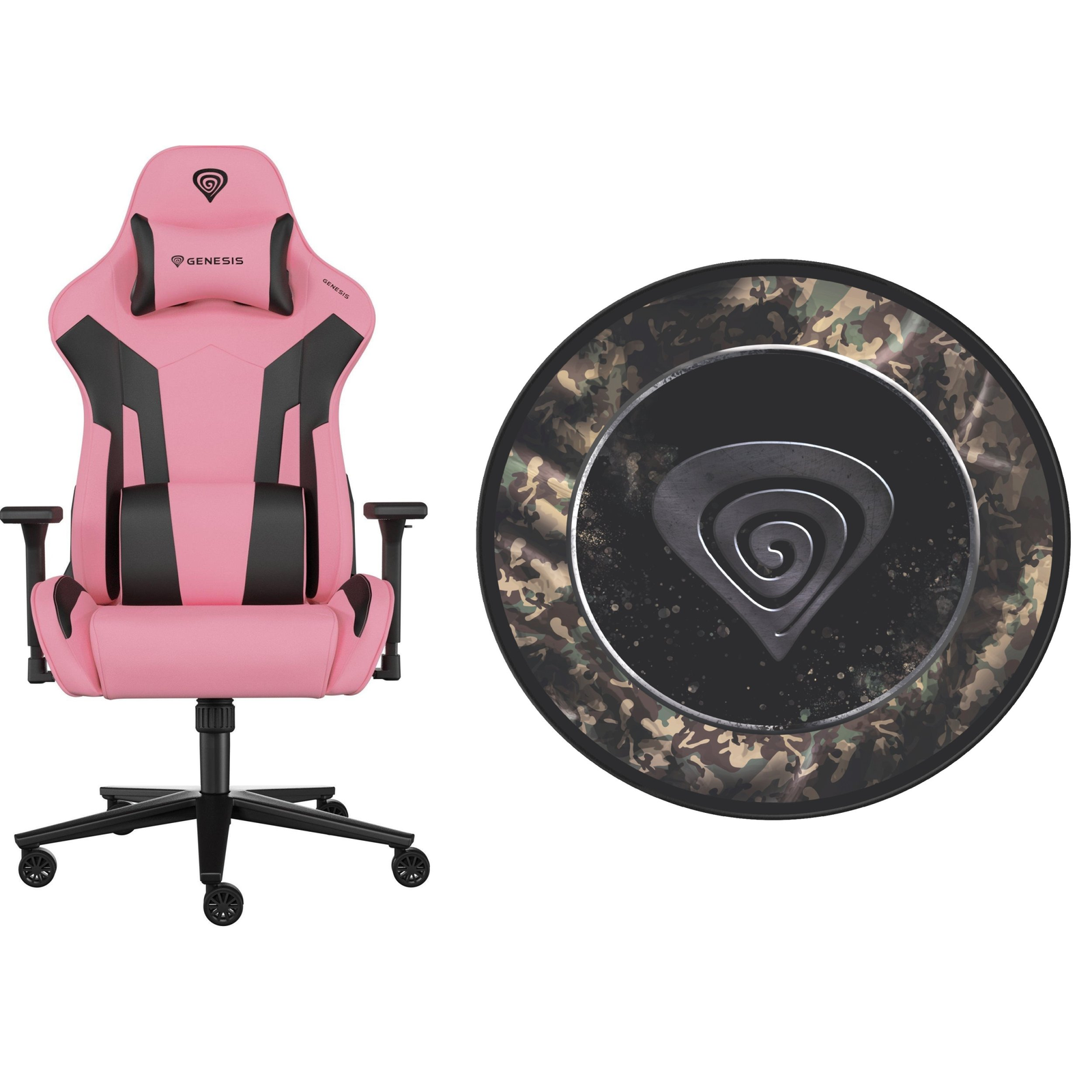 Fotel Genesis Nitro 720 czarno-różowy (NFG-1928) + Genesis mata podłogowa Tellur 500 Master of Camouflage (NDG-1708) (M-9117739)-0