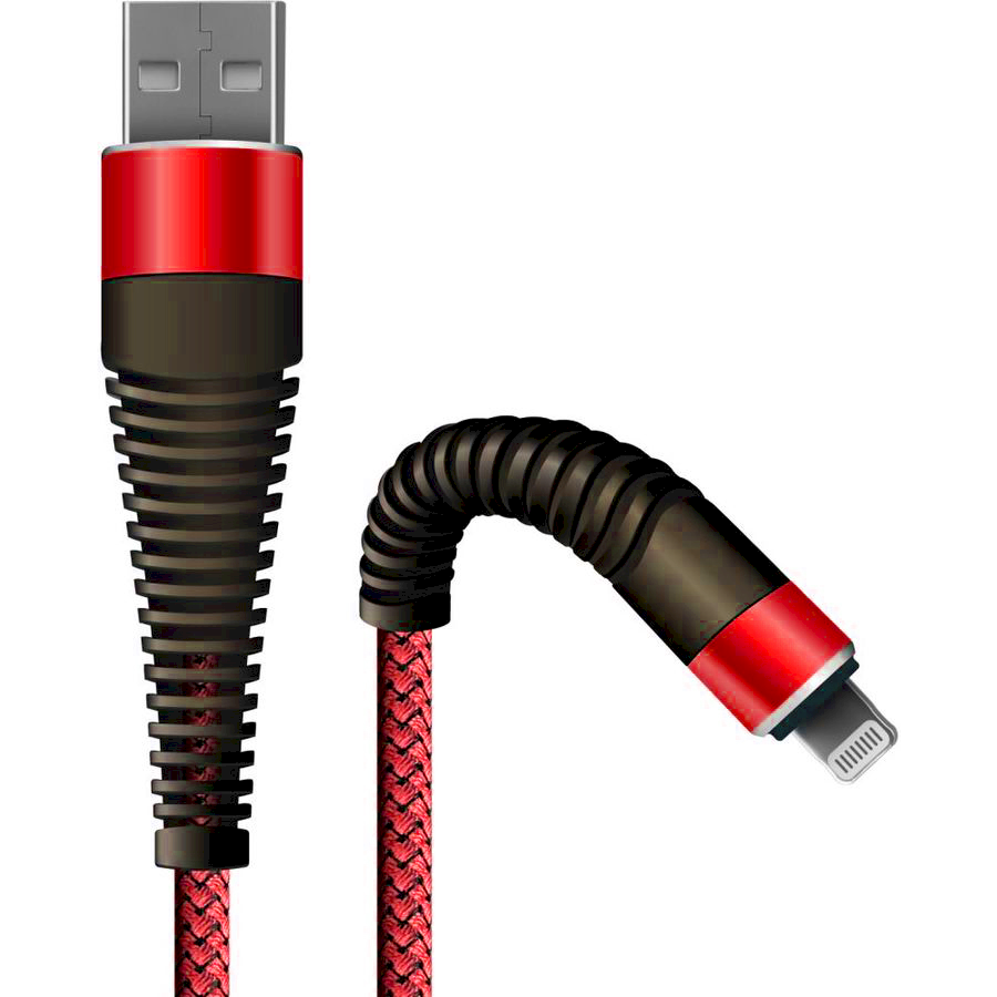 "Fishbone USB-A to Lightning 30W / 3A / 1.5m" Red (FUSLIGH15RD)-0