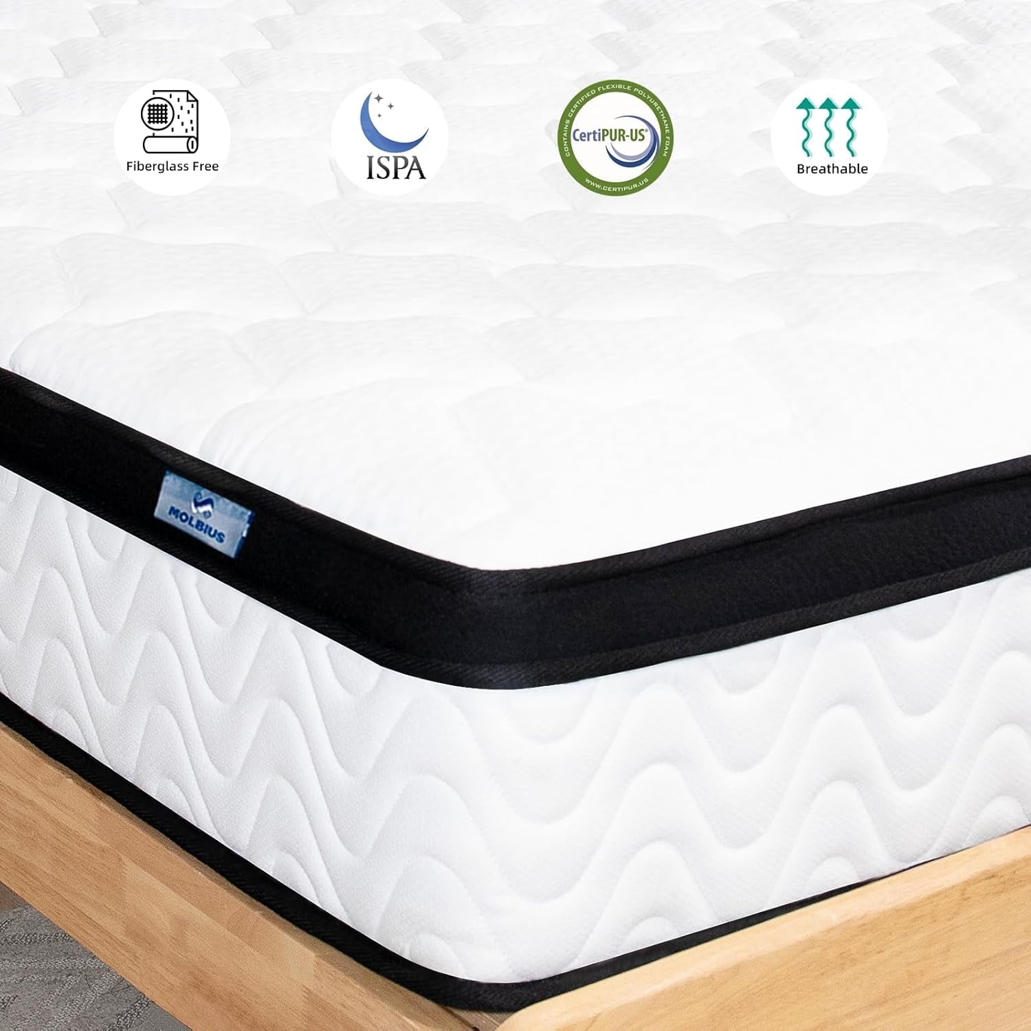 Full Size 10 Inch Hybrid Mattress FiberglassFreeBreathable-4