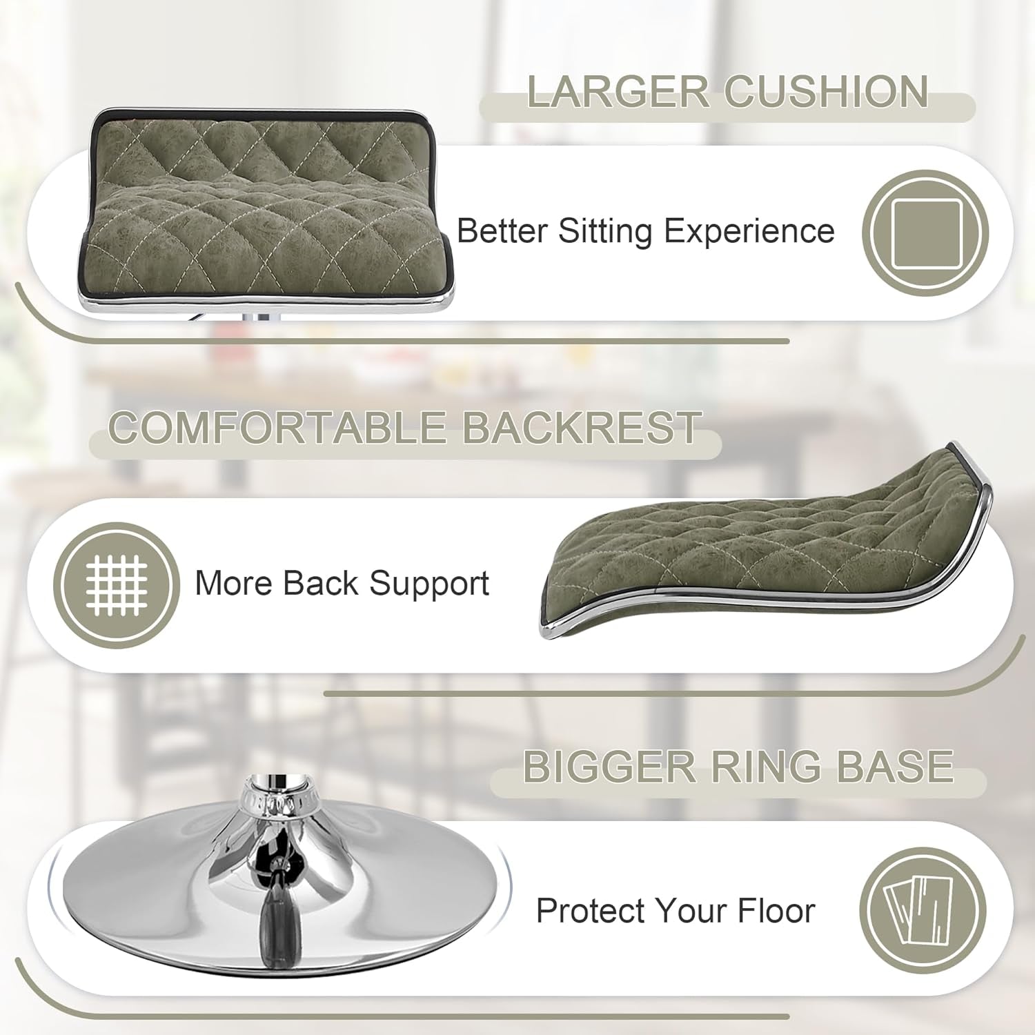 Adjustable Bar Stools Set of 2, Bar Height Stools for Kitchen Counter-4