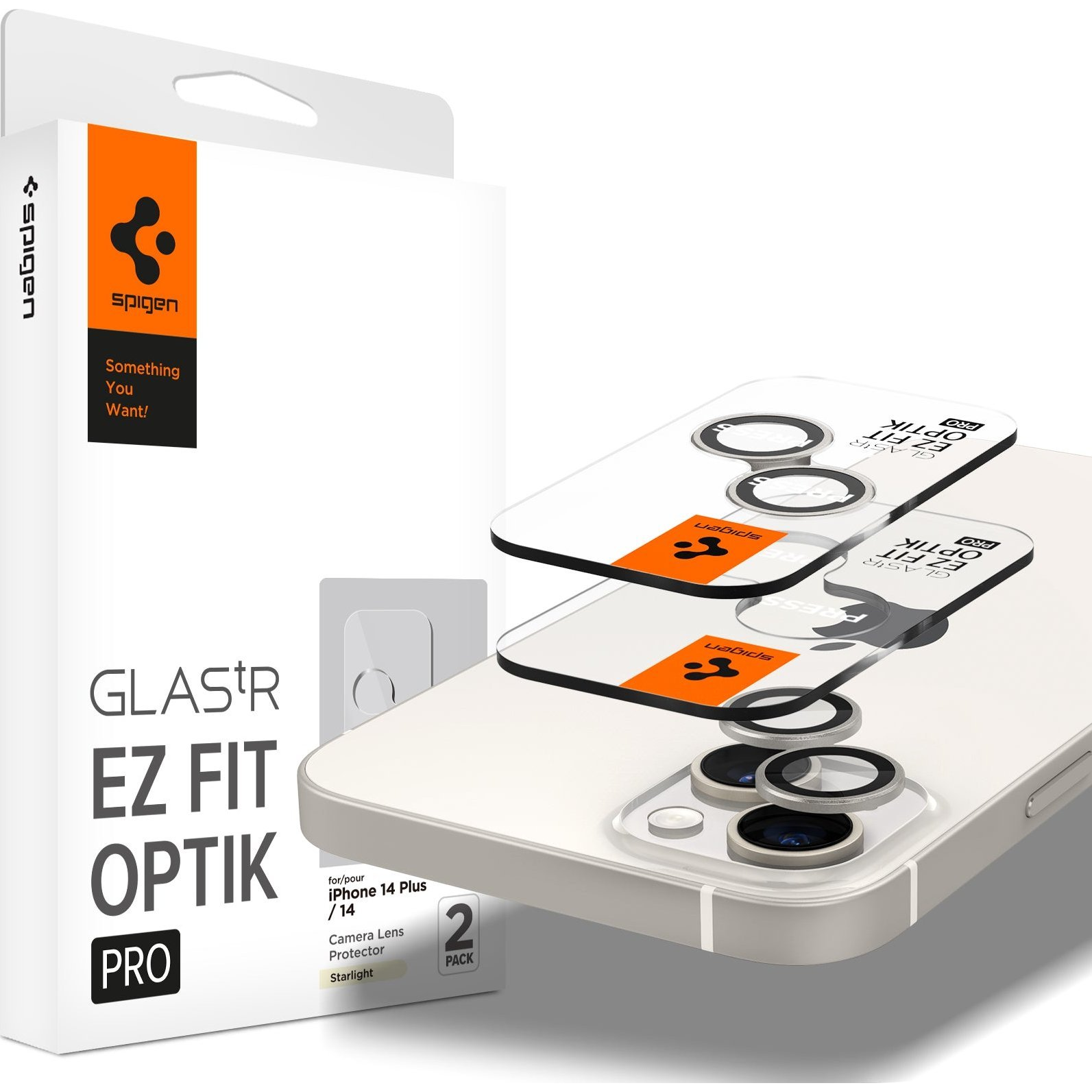Spigen Szkło hartowane na aparat Spigen Optik.tr Camera Protector Apple iPhone 14/14 Plus Starlight [2 PACK] (SPN2599)-0
