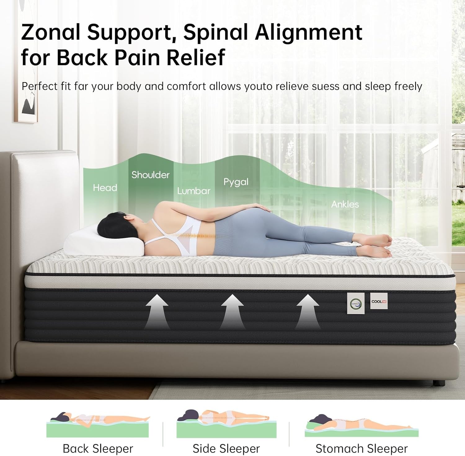 Twin PressureRelief Memory Foam Hybrid Mattress Pocketed-1