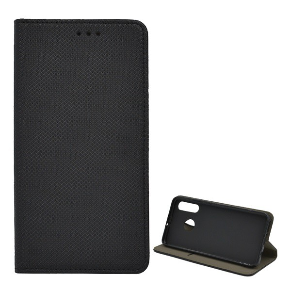 Tok álló, bőr hatású (FLIP, oldalra nyíló, asztali tartó funkció, rombusz minta) FEKETE [Huawei P30 Lite (Nova 4e)] (5996457874798)-0
