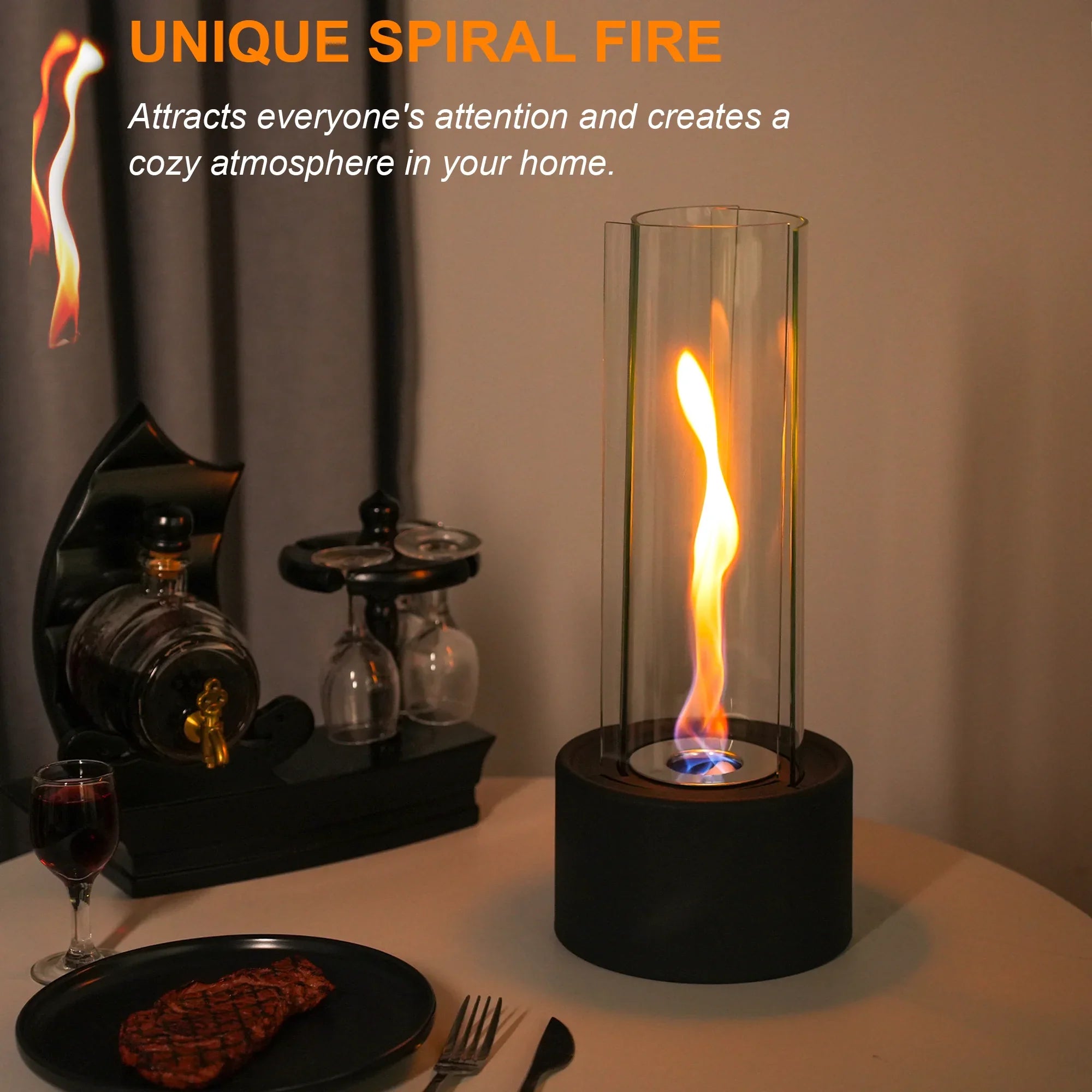 Cylindrical Bioethanol Vented-Free Fireplace-3
