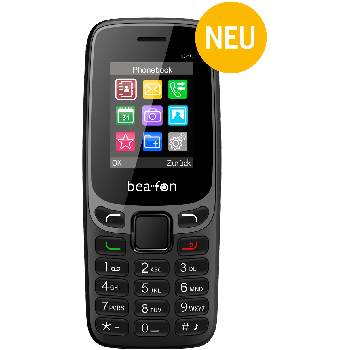 Mobilný telefón Bea-fon M5 256 MB / 8 GB 2G čierny (C80_EU001B)-0