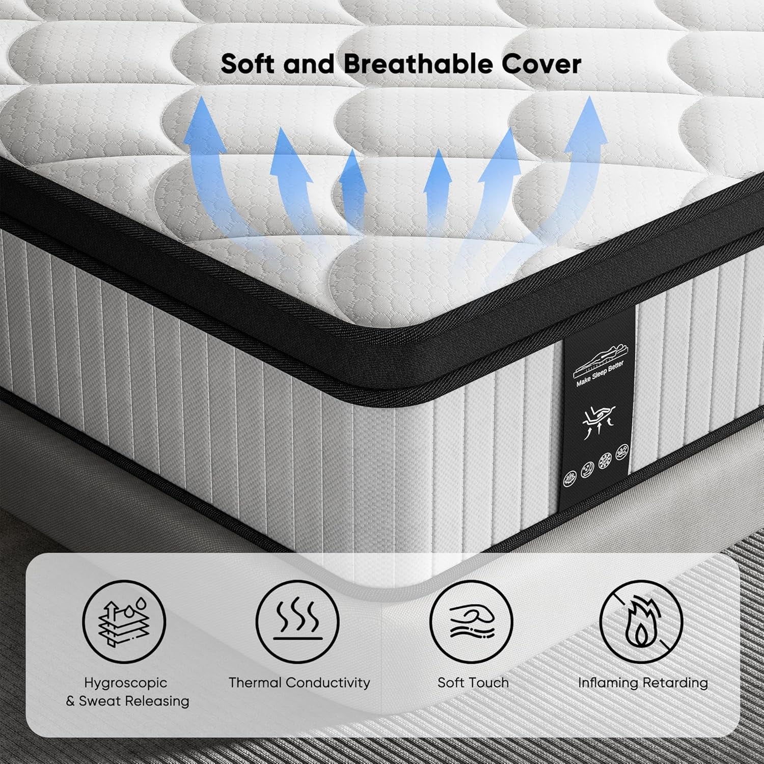 Orthopedic Breathable Cooling Queen Size Hybrid Mattress-4
