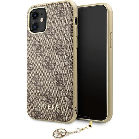 Guess GUHCN61GF4GBR iPhone 11 6,1" / Xr Barna 4G Charms Collection Keménytok (GUE1219BR)-0