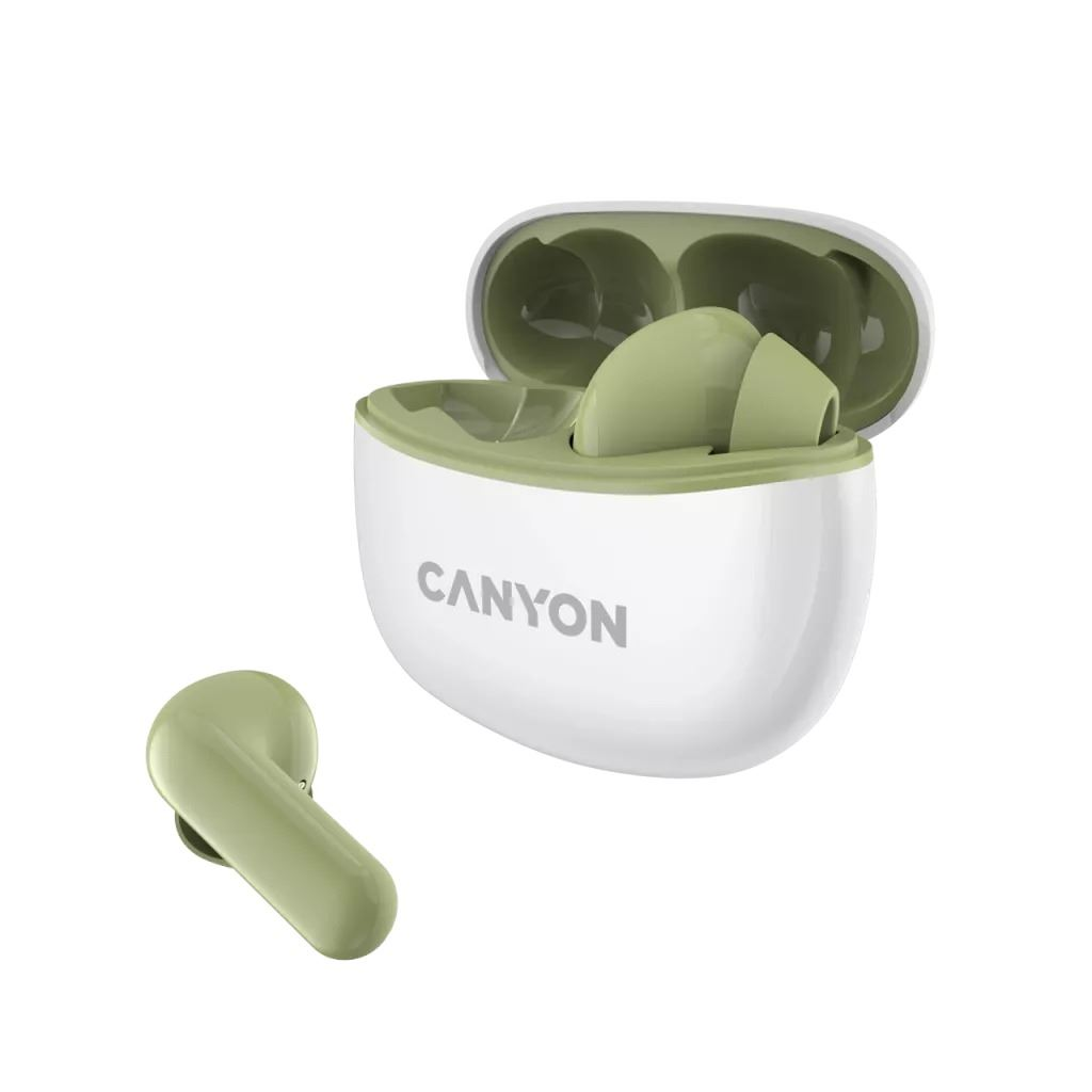 Слушалки Canyon TWS-5, Bluetooth, Микрофон, Зелен (CNS-TWS5GR)-0