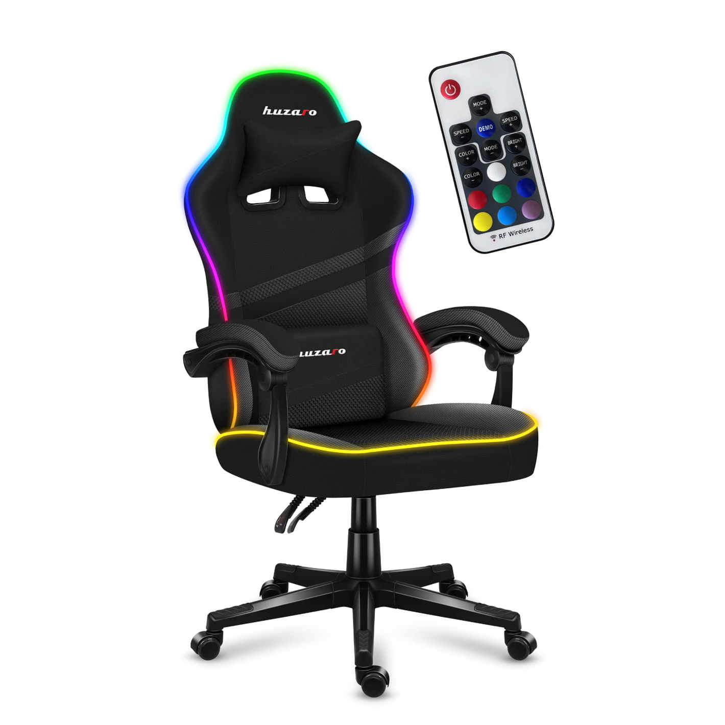 Herné kreslo Huzaro Force 4.4 RGB BLACK látka čierna (HZ-FORCE 4.4 RGB BLACK)-0